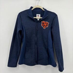 NFL Team Apparel Chicago Bears Jacket Navy Blue Womens M Full‎ Zip Fleece